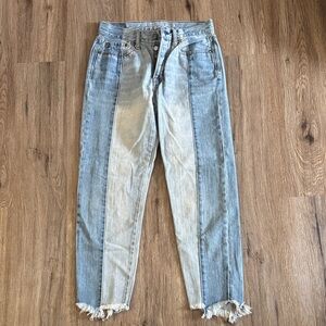 American Eagle Outfitters Blue and Light Blue Straight Leg Jeans